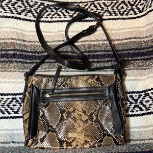 Nine West Black and Brown Snake Print Crossbody Bag